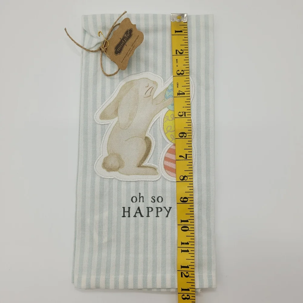 Mud Pie Towel Striped Tea Kitchen Easter Holiday Bunny Eggs Colorful Novelty NEW